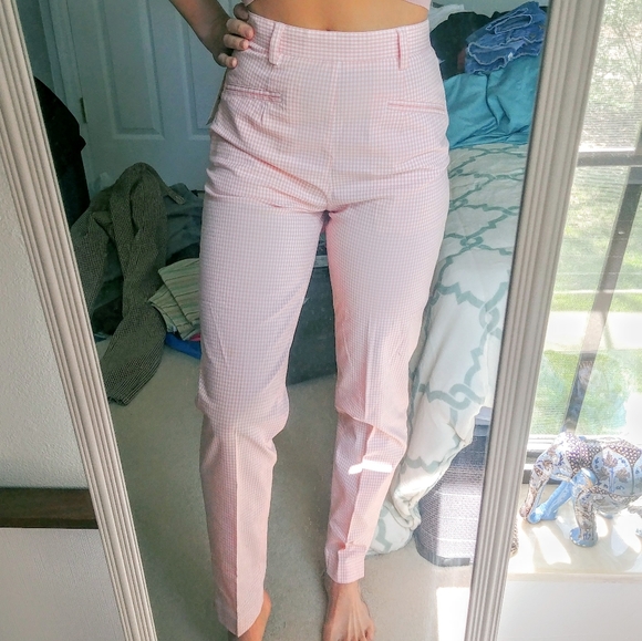 Urban Outfitters Pants - Gingham Pastel Pink Super High Rise